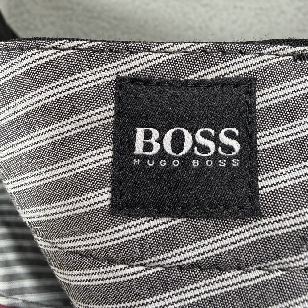 HUGO BOSS Cagan Pants Men's 36R Black 100% Virgin Wool Trouser Flat Front - Picture 3 of 13